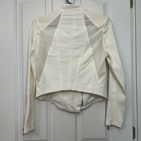 Blank NYC Anthropologie White Moto Jacket Asymmetrical Double Zipper XS Women’s - Picture 7 of 11